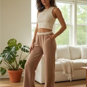 PINK Victoria's Secret Cream Wide-Leg Pants